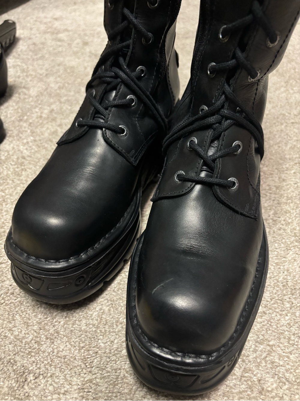 New Rock M-235-C3 Black Lace-Up Knee High Platform Boots. NWOB w/ Scratch - Picture 6 of 16